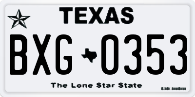 TX license plate BXG0353