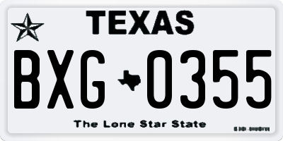 TX license plate BXG0355