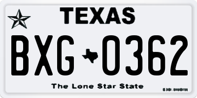 TX license plate BXG0362