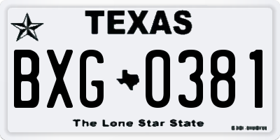 TX license plate BXG0381