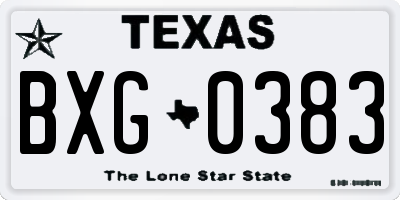 TX license plate BXG0383