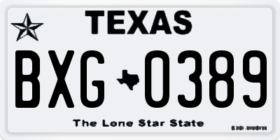 TX license plate BXG0389