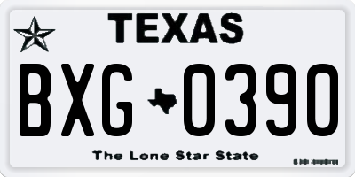 TX license plate BXG0390