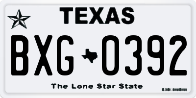 TX license plate BXG0392