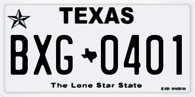 TX license plate BXG0401