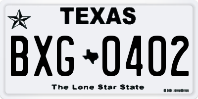 TX license plate BXG0402