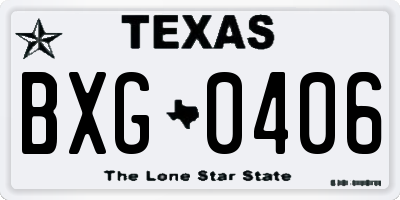 TX license plate BXG0406