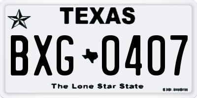 TX license plate BXG0407