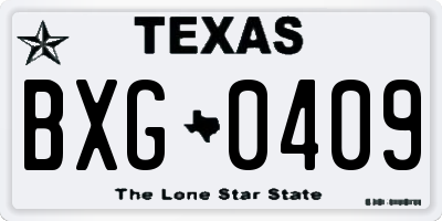 TX license plate BXG0409