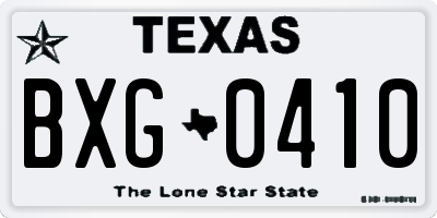 TX license plate BXG0410