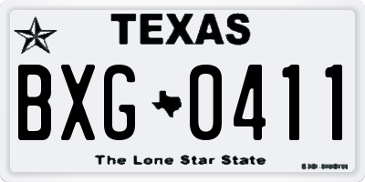 TX license plate BXG0411