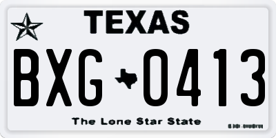 TX license plate BXG0413