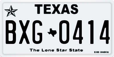 TX license plate BXG0414