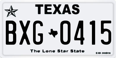 TX license plate BXG0415