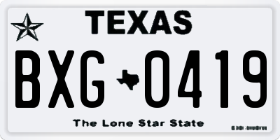 TX license plate BXG0419
