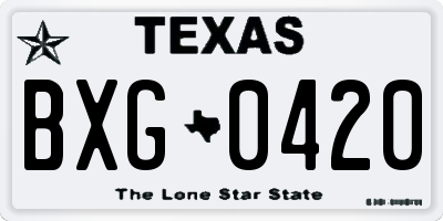 TX license plate BXG0420