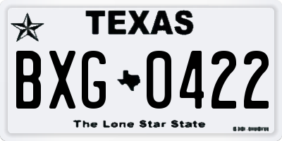 TX license plate BXG0422
