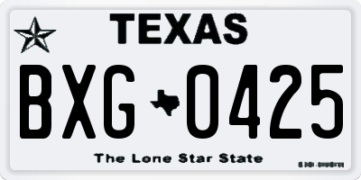 TX license plate BXG0425