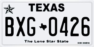 TX license plate BXG0426