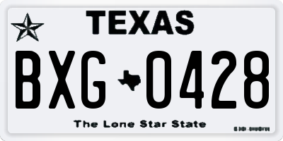 TX license plate BXG0428
