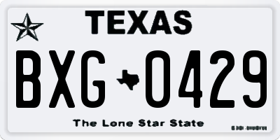 TX license plate BXG0429