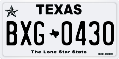 TX license plate BXG0430