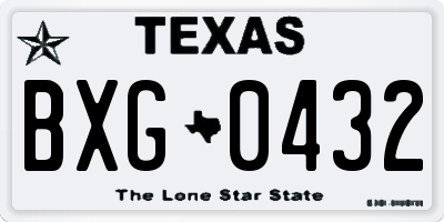 TX license plate BXG0432