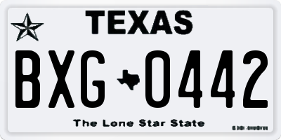 TX license plate BXG0442