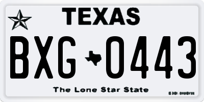 TX license plate BXG0443