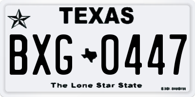 TX license plate BXG0447