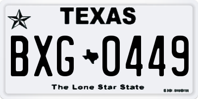 TX license plate BXG0449