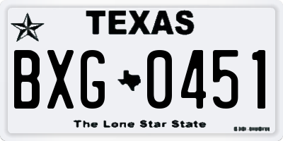 TX license plate BXG0451