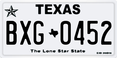 TX license plate BXG0452