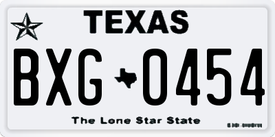 TX license plate BXG0454