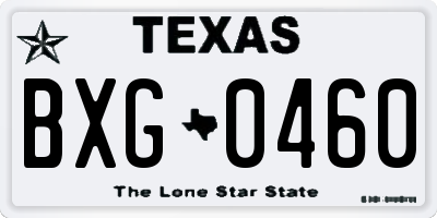 TX license plate BXG0460
