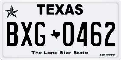 TX license plate BXG0462