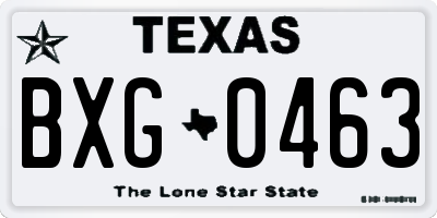 TX license plate BXG0463