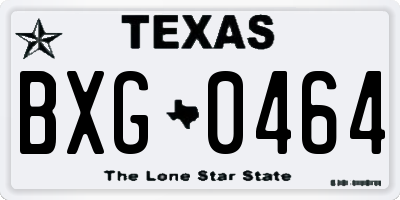 TX license plate BXG0464