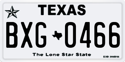 TX license plate BXG0466
