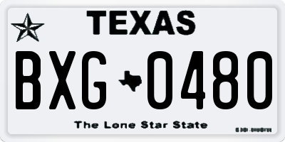 TX license plate BXG0480