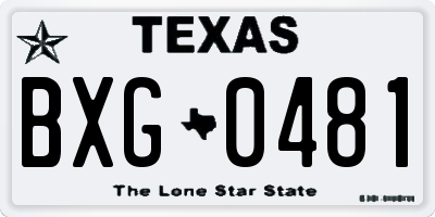 TX license plate BXG0481