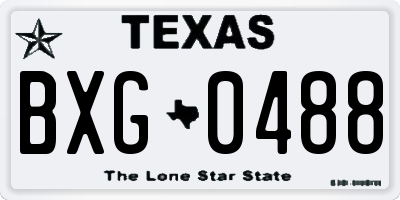 TX license plate BXG0488