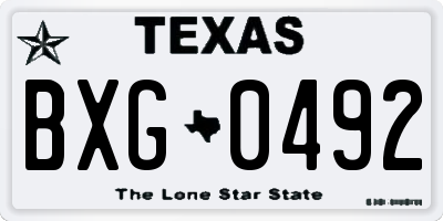 TX license plate BXG0492