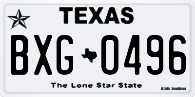 TX license plate BXG0496