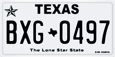 TX license plate BXG0497