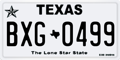 TX license plate BXG0499