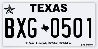 TX license plate BXG0501