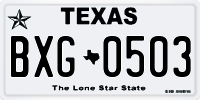 TX license plate BXG0503
