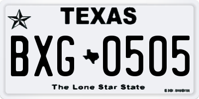TX license plate BXG0505