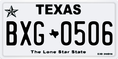 TX license plate BXG0506